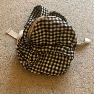 Black and cream gingham backpack, small